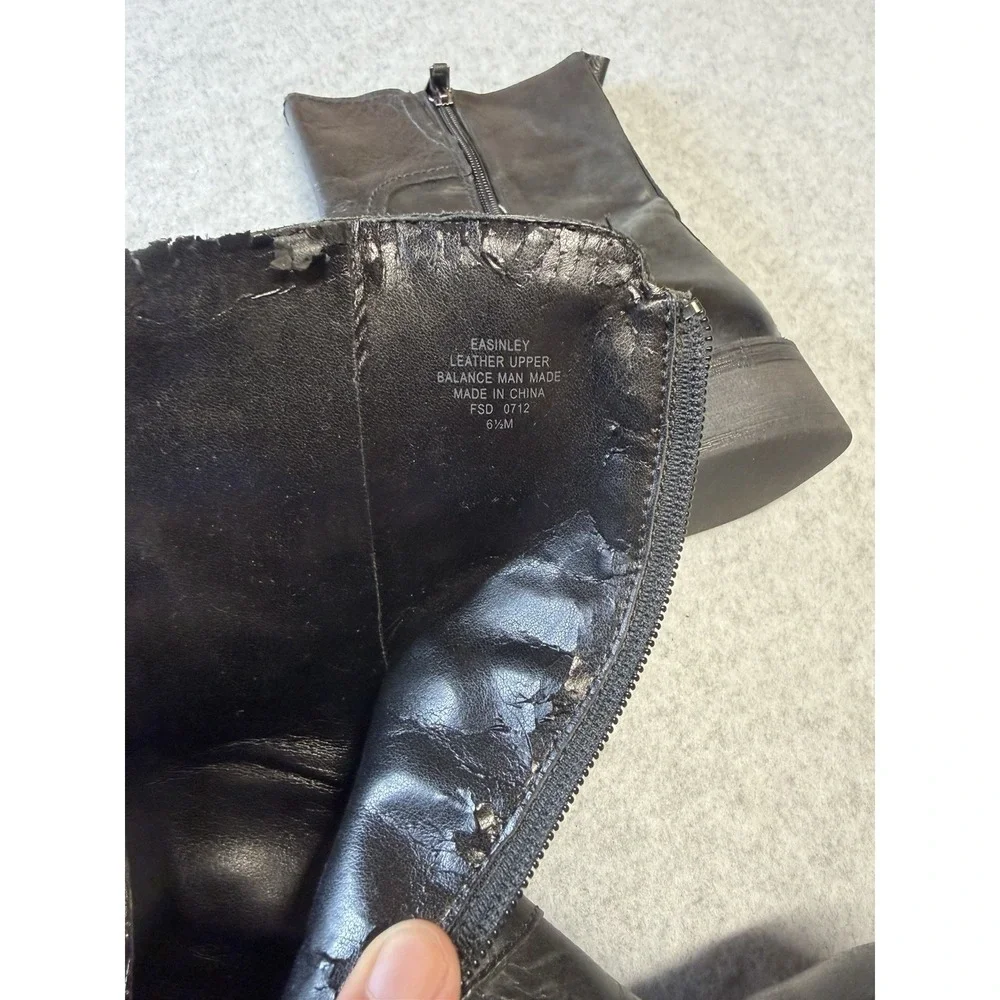 Enzo Angiolini Womens Boots Moto Combat Easaharia Black Leather Size 6.5 M